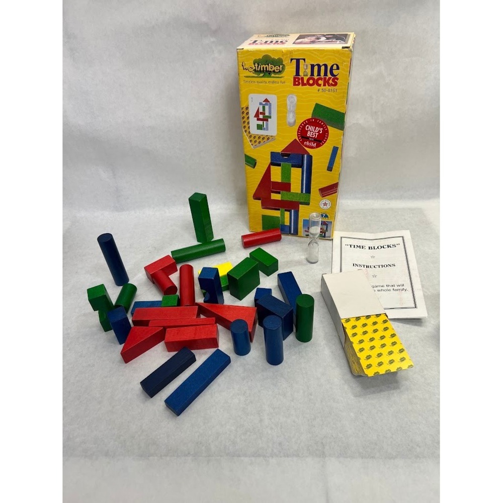 TC Timber Time Blocks Vintage Wooden Building Game 50-8151 Educational Toy